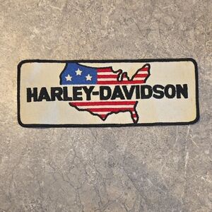 (J64) Harley-Davidson USA Map Door Mat - Red, Blue, Black Iron On Patch
